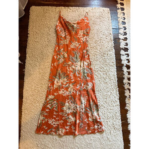 NWT Women's Paper Heart Orange Green Floral Maxi Dress M